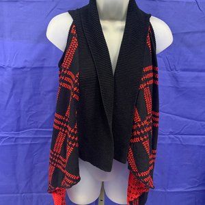 BONGO Red and Black Sweater Vest Long in Front S
